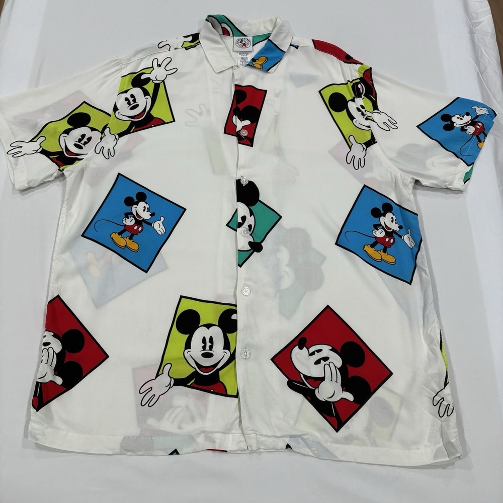 Disney Mickey & Co Woven Button Down Camp Shirt for Men Size XL New RARE VINTAGE